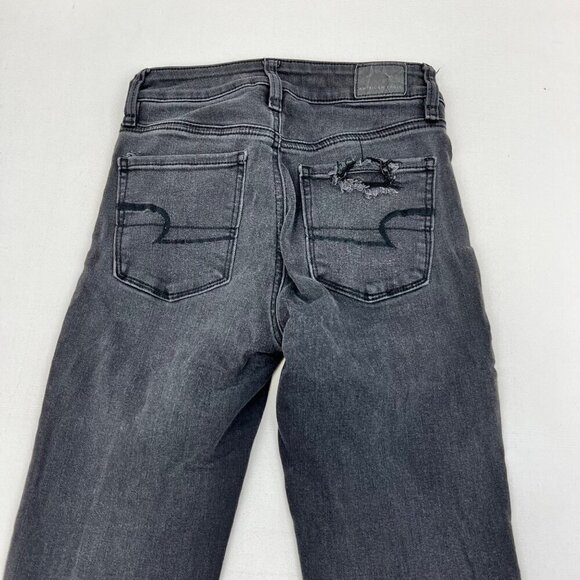 American Eagle Distress Skinny Jeans Charcoal Womens Size 0R Stretch - Picture 6 of 9